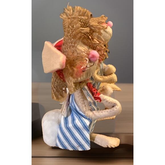 2 Vintage 1965 Annalee Country Bunny Rabbit Doll In Overalls Farmhouse Preowned - Picture 5 of 7